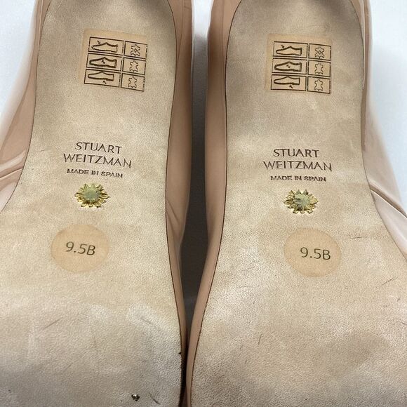 Stuart Weitzman Beige Patent Leather Pointed Toe Heels Size 9.5 - Picture 11 of 14